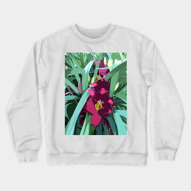 Rare daylily in ruby red, graphic design Crewneck Sweatshirt by djrunnels